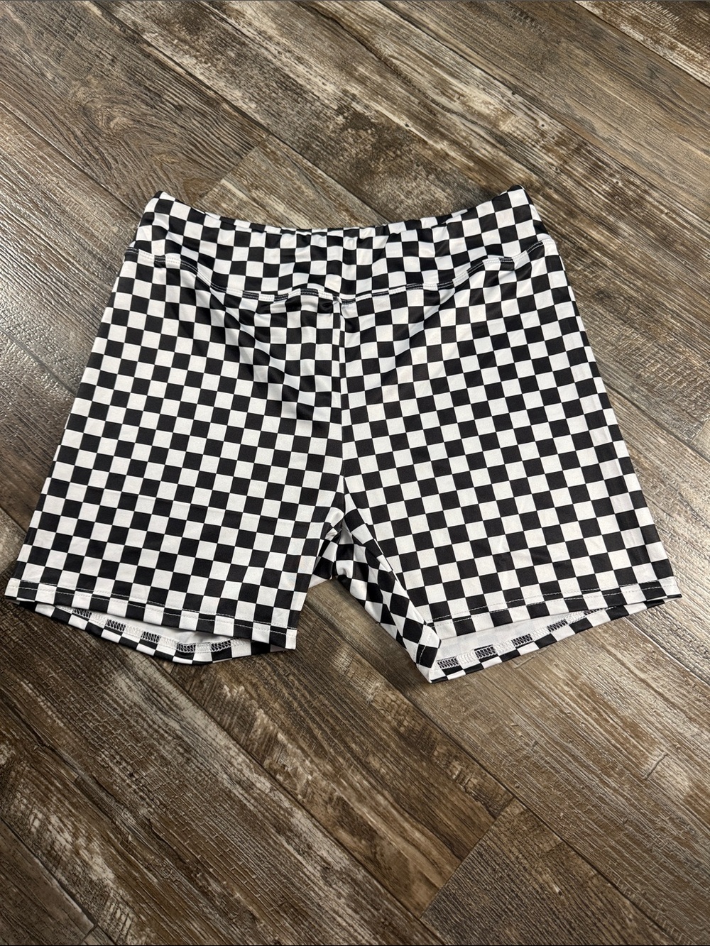 Black and White Checkered Women’s biker Shorts